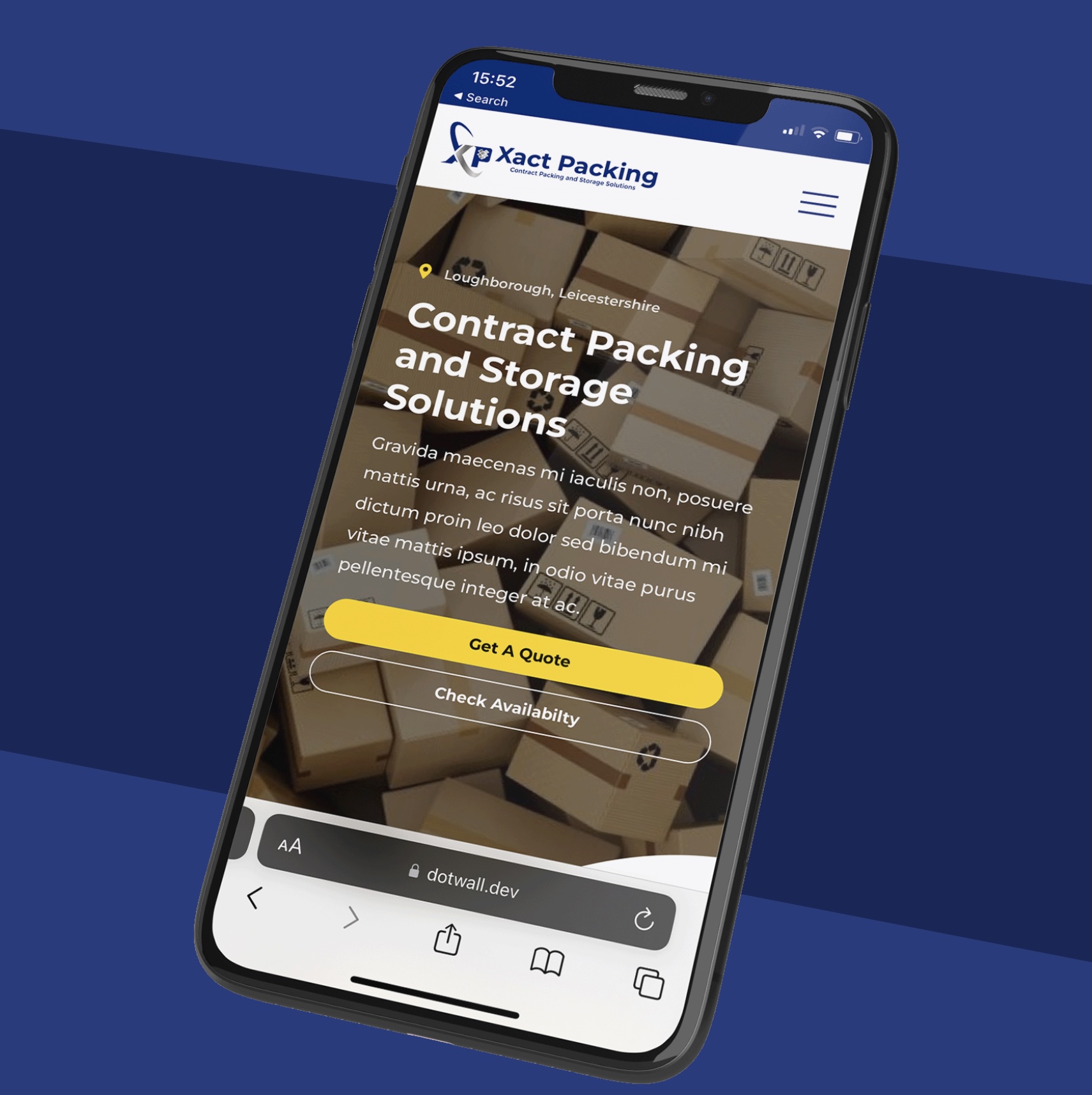New Xact Packing website showcasing contract packing services in Loughborough